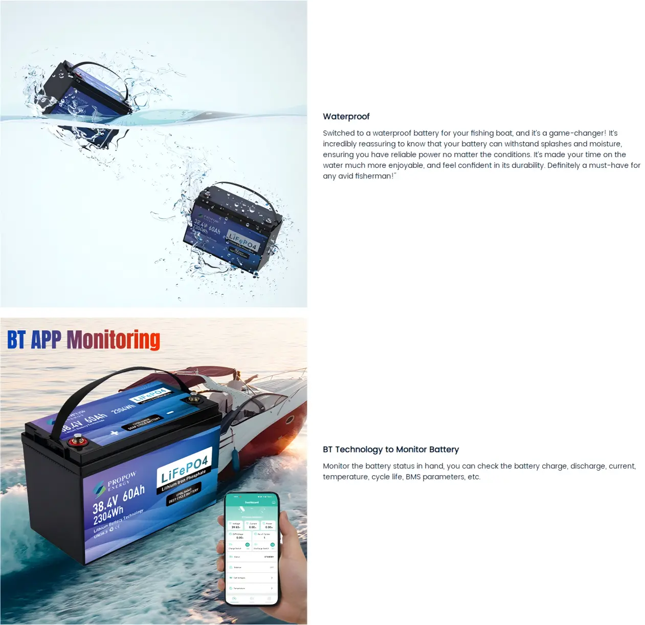 12.8V 200Ah Marine LiFePO4 Battery